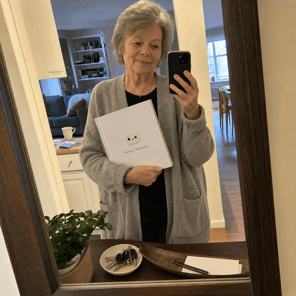 Foto von Helga B. mit dem Memsy-Buch